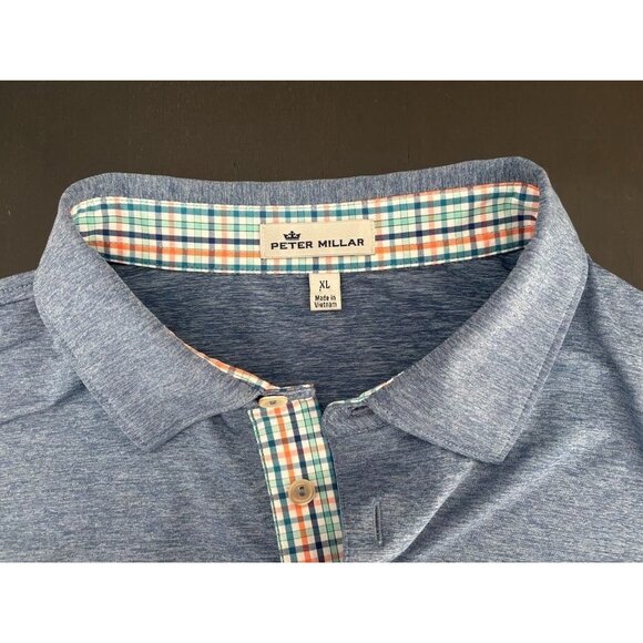 PETER MILLAR Short Sleeve Polo Shirt Size XL Blue Tonto Verde Golf Course Logo - Picture 3 of 8